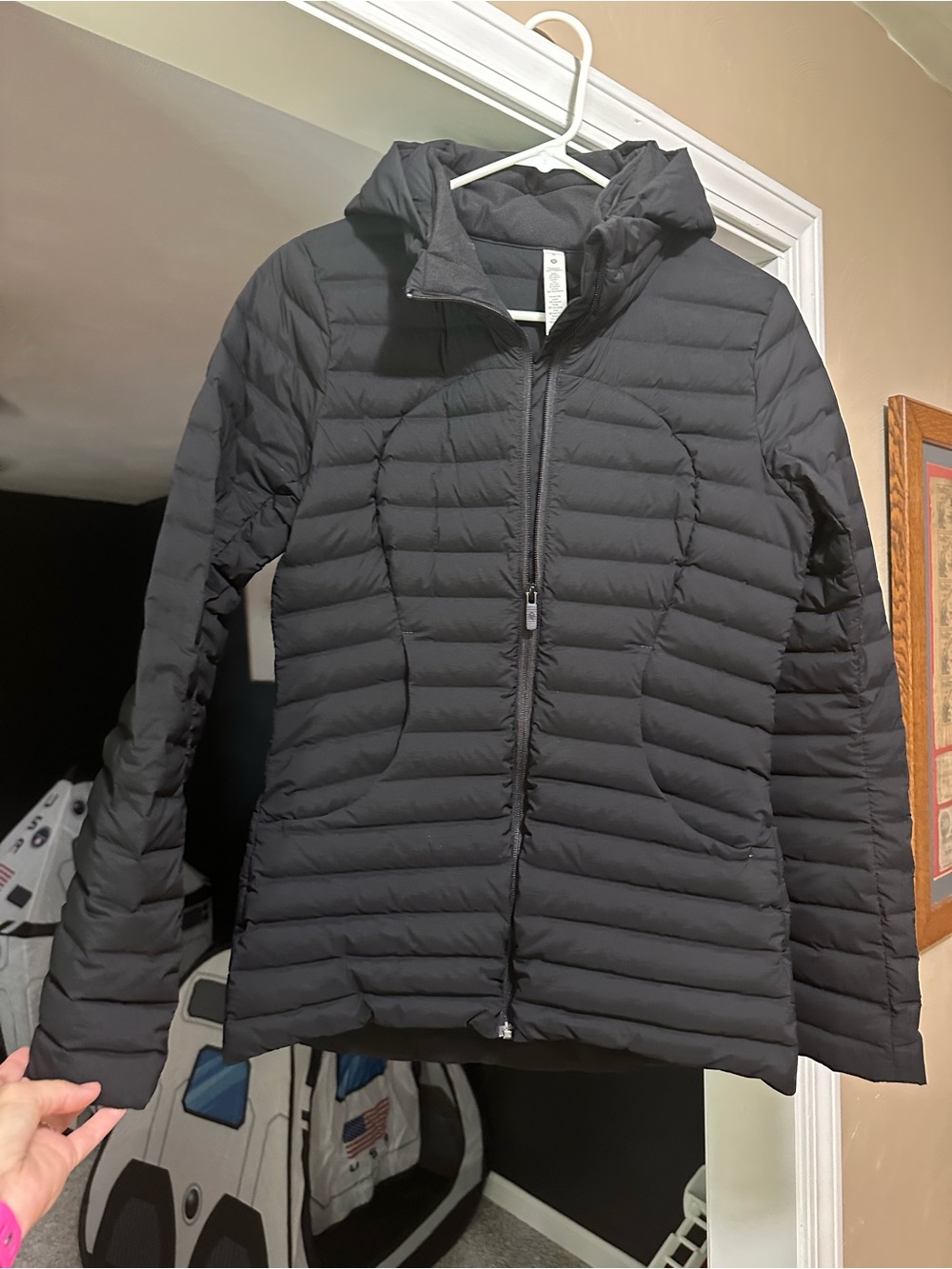 lululemon athletica Black Quilted Hooded Puffer Jacket